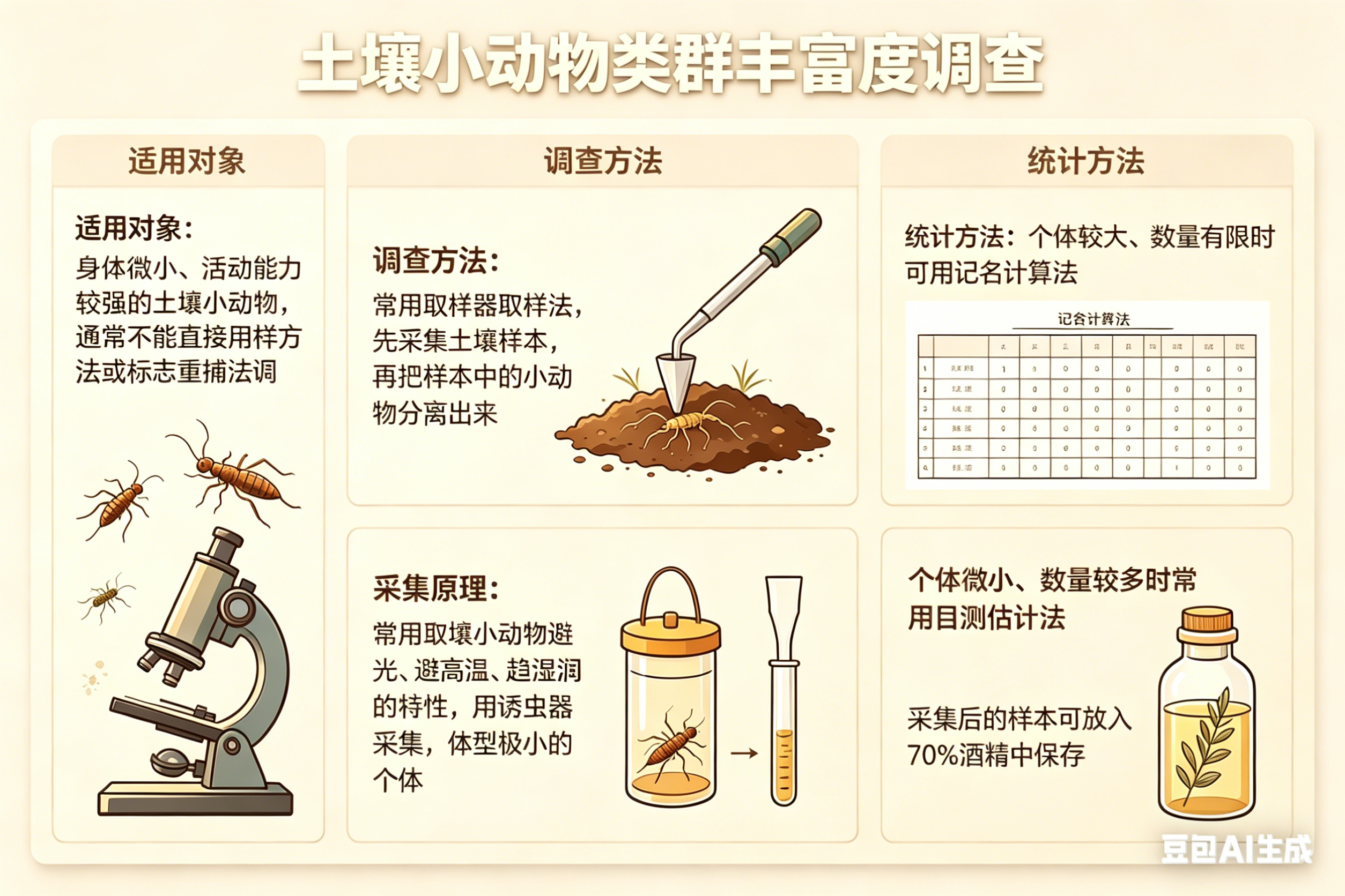 土壤小动物调查示意图